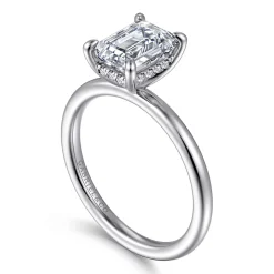 Sale Gabriel & Co. Cari - 14K White Gold Emerald Cut Diamond Engagement Ring