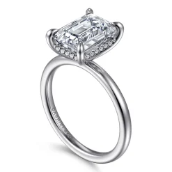 Clearance Gabriel & Co. Cari - 14K White Gold Emerald Cut Diamond Engagement Ring