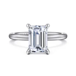 New Gabriel & Co. Cari - 14K White Gold Emerald Cut Diamond Engagement Ring