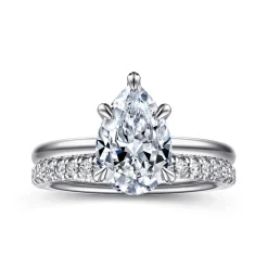 Best Gabriel & Co. Cari - 14K White Gold Pear Shape Diamond Engagement Ring