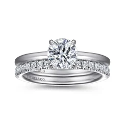 Discount Gabriel & Co. Cari - 14K White Gold Round Diamond Engagement Ring