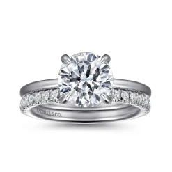Hot Gabriel & Co. Cari - 14K White Gold Round Diamond Engagement Ring