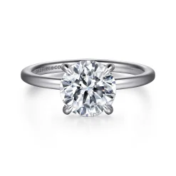 Hot Gabriel & Co. Cari - 14K White Gold Round Diamond Engagement Ring