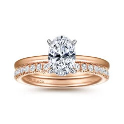 New Gabriel & Co. Cari - 14K White-Rose Gold Oval Diamond Engagement Ring