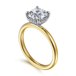 Best Gabriel & Co. Cari - 14K White-Yellow Gold Cushion Diamond Engagement Ring