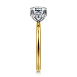Best Gabriel & Co. Cari - 14K White-Yellow Gold Cushion Diamond Engagement Ring