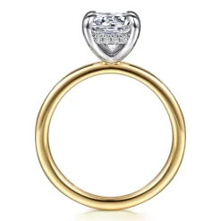 Clearance Gabriel & Co. Cari - 14K White-Yellow Gold Elongated Cushion Diamond Engagement Ring