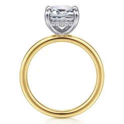 New Gabriel & Co. Cari - 14K White-Yellow Gold Emerald Cut Diamond Engagement Ring