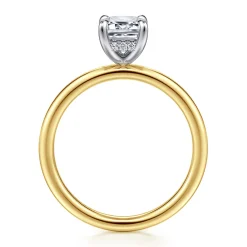 Sale Gabriel & Co. Cari - 14K White-Yellow Gold Emerald Cut Diamond Engagement Ring