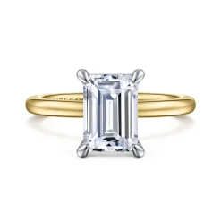 Sale Gabriel & Co. Cari - 14K White-Yellow Gold Emerald Cut Diamond Engagement Ring