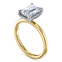Sale Gabriel & Co. Cari - 14K White-Yellow Gold Emerald Cut Diamond Engagement Ring