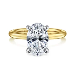 Sale Gabriel & Co. Cari - 14K White-Yellow Gold Oval Diamond Engagement Ring