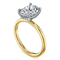 Sale Gabriel & Co. Cari - 14K White-Yellow Gold Oval Diamond Engagement Ring