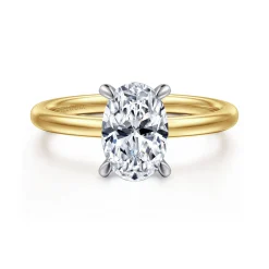 Hot Gabriel & Co. Cari - 14K White-Yellow Gold Oval Diamond Engagement Ring