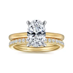 Hot Gabriel & Co. Cari - 14K White-Yellow Gold Oval Diamond Engagement Ring