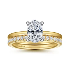 New Gabriel & Co. Cari - 14K White-Yellow Gold Oval Diamond Engagement Ring