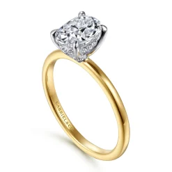 New Gabriel & Co. Cari - 14K White-Yellow Gold Oval Diamond Engagement Ring