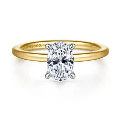 New Gabriel & Co. Cari - 14K White-Yellow Gold Oval Diamond Engagement Ring