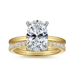 Hot Gabriel & Co. Cari - 14K White-Yellow Gold Oval Solitaire Diamond Engagement Ring
