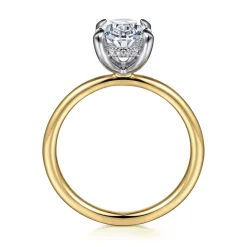 Hot Gabriel & Co. Cari - 14K White-Yellow Gold Oval Solitaire Diamond Engagement Ring