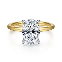 Hot Gabriel & Co. Cari - 14K White-Yellow Gold Oval Solitaire Diamond Engagement Ring