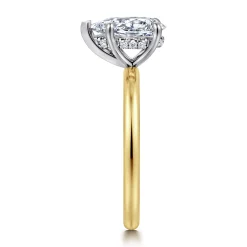 New Gabriel & Co. Cari - 14K White-Yellow Gold Pear Shape Diamond Engagement Ring