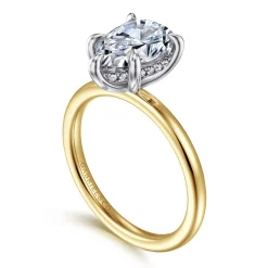 Sale Gabriel & Co. Cari - 14K White-Yellow Gold Pear Shape Diamond Engagement Ring