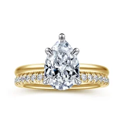 Sale Gabriel & Co. Cari - 14K White-Yellow Gold Pear Shape Diamond Engagement Ring