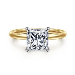 Best Gabriel & Co. Cari - 14K White-Yellow Gold Princess Cut Diamond Engagement Ring