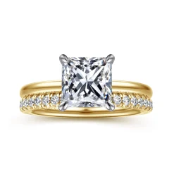 Best Gabriel & Co. Cari - 14K White-Yellow Gold Princess Cut Diamond Engagement Ring