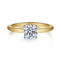 Best Gabriel & Co. Cari - 14K White-Yellow Gold Round Diamond Engagement Ring