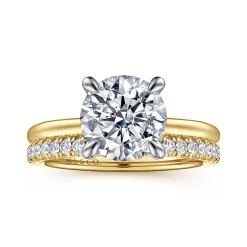 Clearance Gabriel & Co. Cari - 14K White-Yellow Gold Round Diamond Engagement Ring