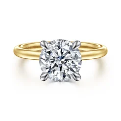 Clearance Gabriel & Co. Cari - 14K White-Yellow Gold Round Diamond Engagement Ring