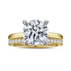 Discount Gabriel & Co. Cari - 14K White-Yellow Gold Round Diamond Engagement Ring