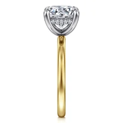 Discount Gabriel & Co. Cari - 14K White-Yellow Gold Round Diamond Engagement Ring