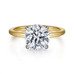 Discount Gabriel & Co. Cari - 14K White-Yellow Gold Round Diamond Engagement Ring