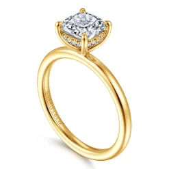 Best Gabriel & Co. Cari - 18K Yellow Gold Cushion Cut Diamond Engagement Ring