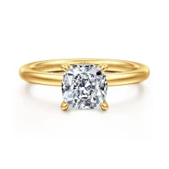 Best Gabriel & Co. Cari - 18K Yellow Gold Cushion Cut Diamond Engagement Ring