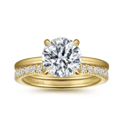 Best Gabriel & Co. Cari - 14K Yellow Gold Round Diamond Engagement Ring