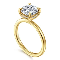 Outlet Gabriel & Co. Cari - 14K Yellow Gold Round Diamond Engagement Ring