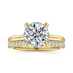 Outlet Gabriel & Co. Cari - 14K Yellow Gold Round Diamond Engagement Ring