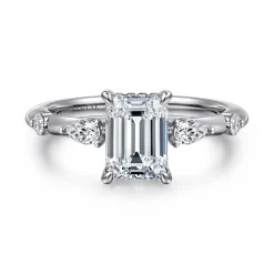 New Gabriel & Co. Carinna - 14K White Gold Emerald Cut Diamond Engagement Ring