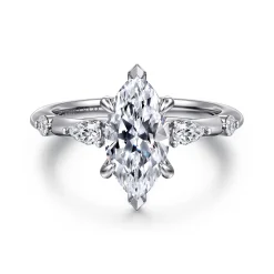 New Gabriel & Co. Carinna - 14K White Gold Marquise Shape Diamond Engagement Ring