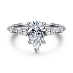 Hot Gabriel & Co. Carinna - 18K White Gold Pear Shape Diamond Engagement Ring