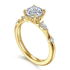 New Gabriel & Co. Carinna - 14K Yellow Gold Cushion Cut Diamond Engagement Ring