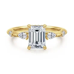 Hot Gabriel & Co. Carinna - 14K Yellow Gold Emerald Cut Diamond Engagement Ring