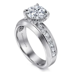 Best Gabriel & Co. Caris - 14K White Gold Round Channel Set Diamond Engagement Ring