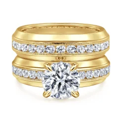 Clearance Gabriel & Co. Caris - 14K Yellow Gold Round Channel Set Diamond Engagement Ring