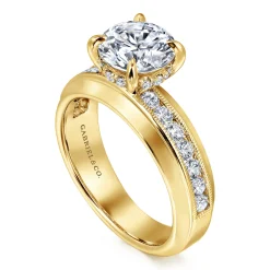 Clearance Gabriel & Co. Caris - 14K Yellow Gold Round Channel Set Diamond Engagement Ring