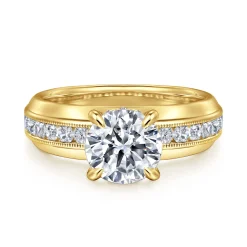 Clearance Gabriel & Co. Caris - 14K Yellow Gold Round Channel Set Diamond Engagement Ring